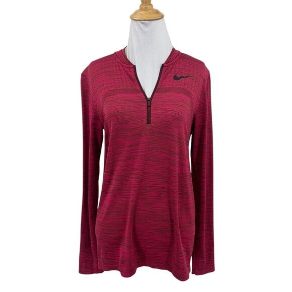 Nike Top Womens S Small Sangria Golf Zonal Cooling Half Zip Long Sleeve Wicking - Picture 1 of 11